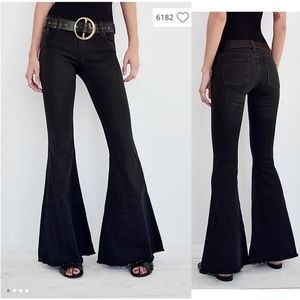 Free People Black Super Flare Jeans